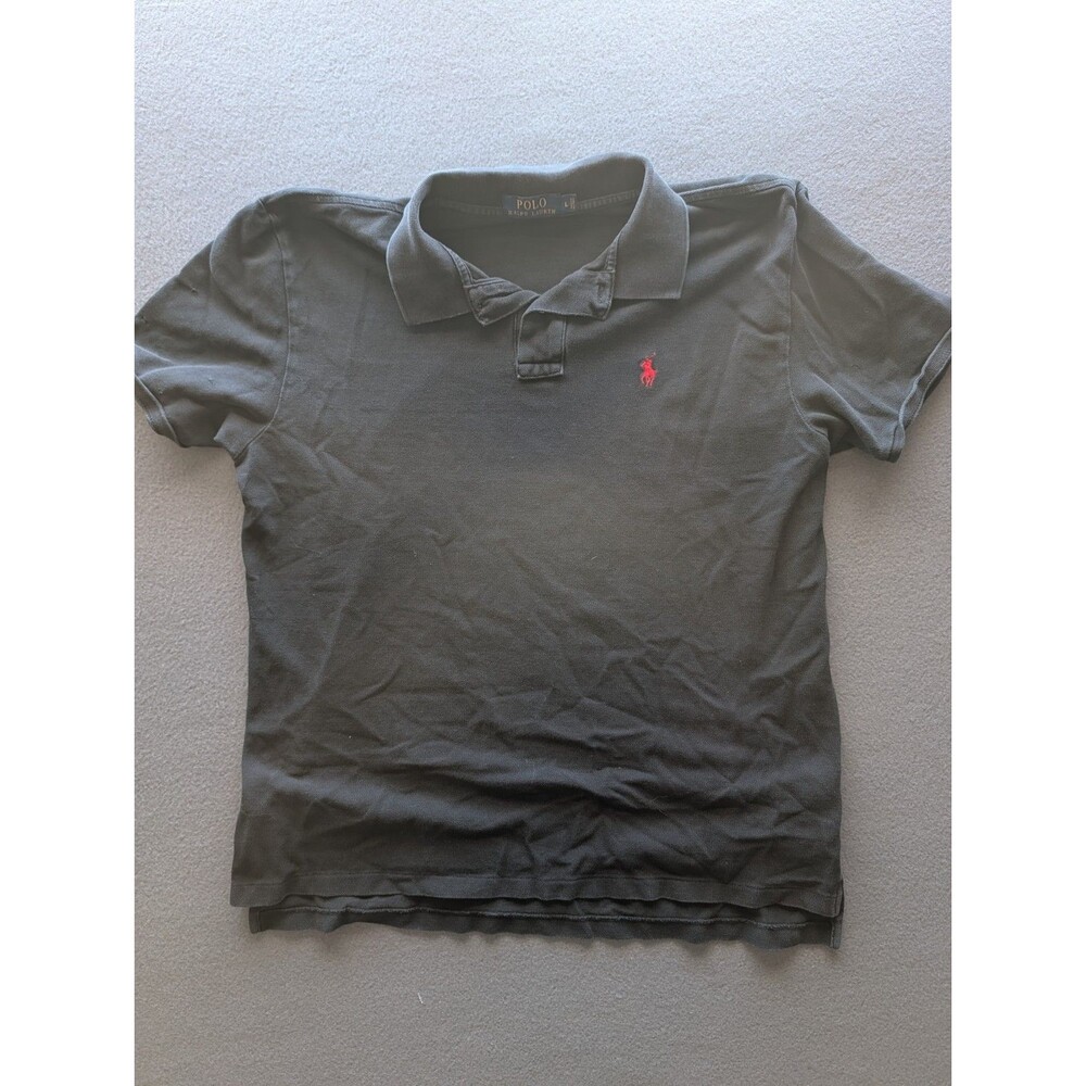 Polo Ralph Lauren The Boyfriend Polo Shirt Black Cotton Size Large